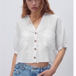 Zara Linen Crop Top